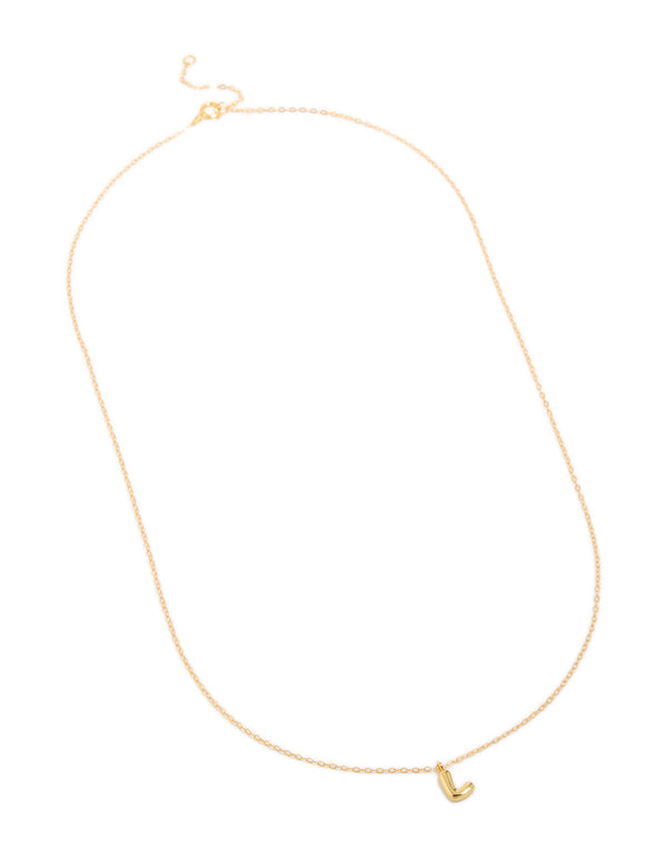 Gold Plated Sterling Silver Bubble Letter L Necklace