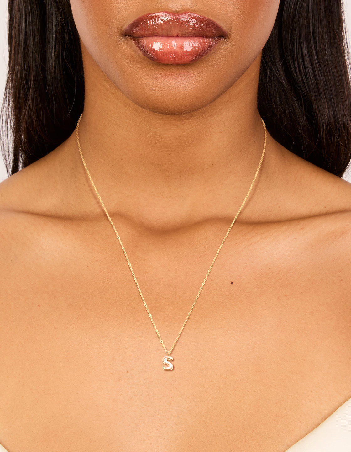 Gold Plated Sterling Silver Bubble Letter S Necklace