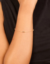 Gold Plated Sterling Silver Tigers Eye Semi Precious Stone Station Bracelet - link has visual effect only