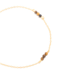 Gold Plated Sterling Silver Tigers Eye Semi Precious Stone Station Bracelet - link has visual effect only