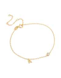 Gold Plated Sterling Silver Cubic Zirconia Letter A Bracelet - link has visual effect only