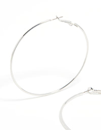 Silver Plated Large Thin Hoop Earrings - link has visual effect only