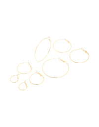 Gold Plated Fine Thin Hoop Earrings 4 Pack - link has visual effect only