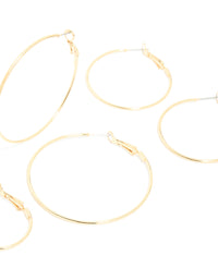 Gold Plated Fine Thin Hoop Earrings 4 Pack - link has visual effect only