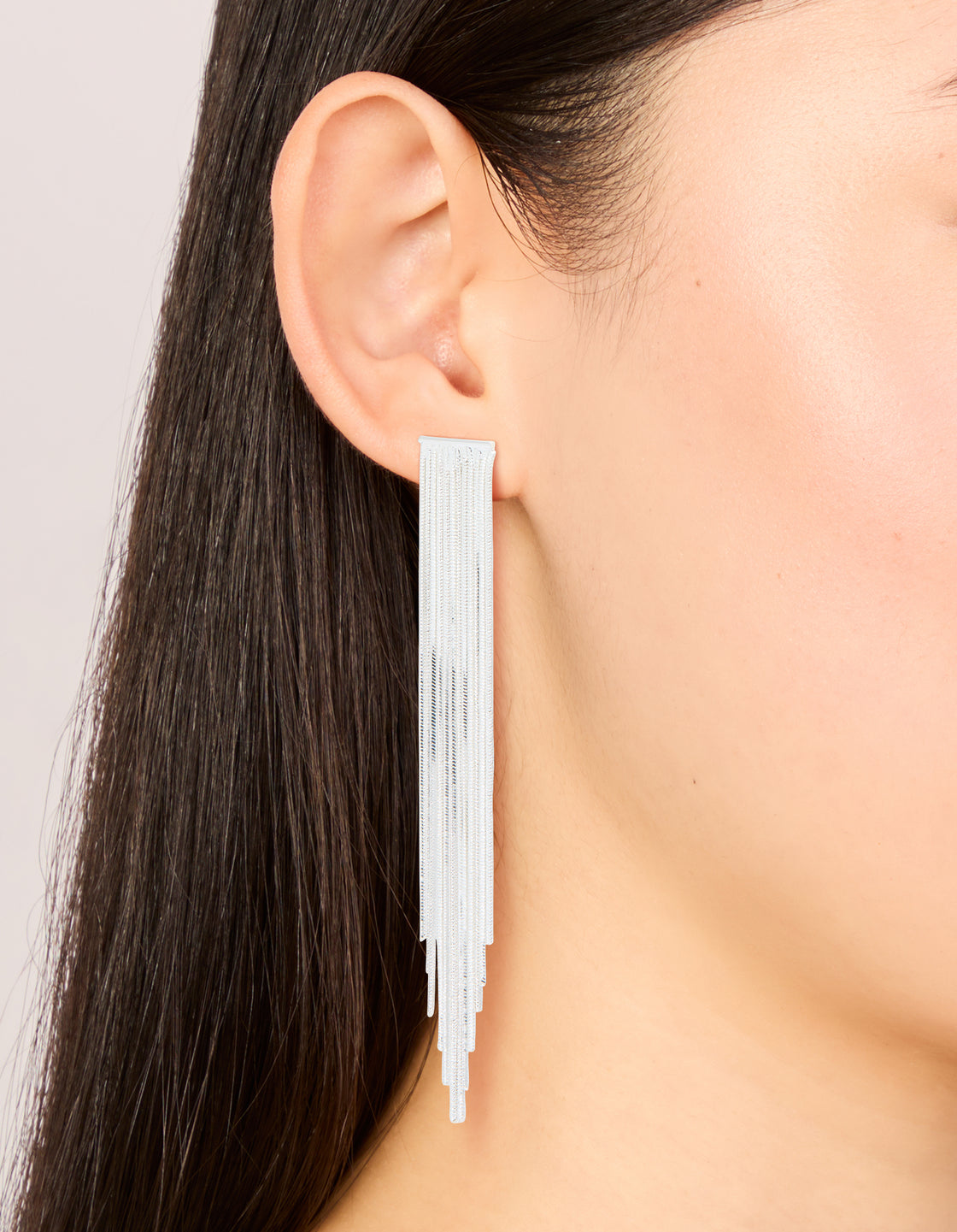 Silver Plated Box Chain Waterfall Drop Earrings