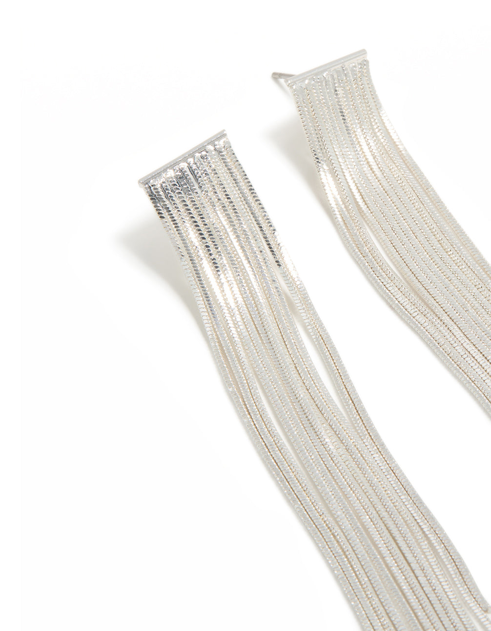Silver Plated Box Chain Waterfall Drop Earrings