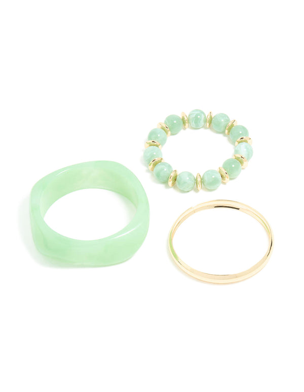 Gold & Green Acrylic Bangles 3-Pack