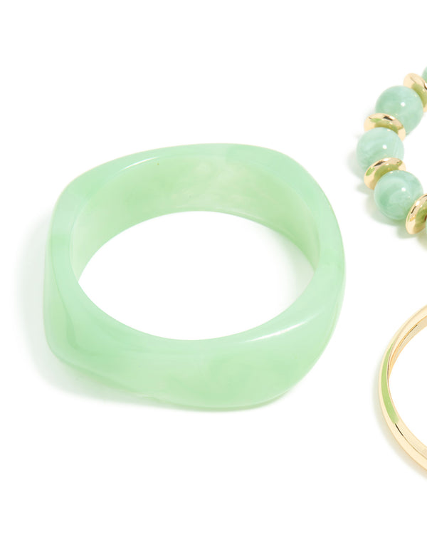 Gold & Green Acrylic Bangles 3-Pack
