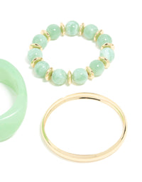 Gold & Green Acrylic Bangles 3-Pack - link has visual effect only