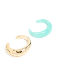 Blue Acrylic & Gold Wrist Cuffs 2-Pack - link has visual effect only