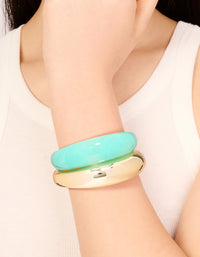 Blue Acrylic & Gold Wrist Cuffs 2-Pack - link has visual effect only