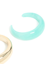 Blue Acrylic & Gold Wrist Cuffs 2-Pack - link has visual effect only