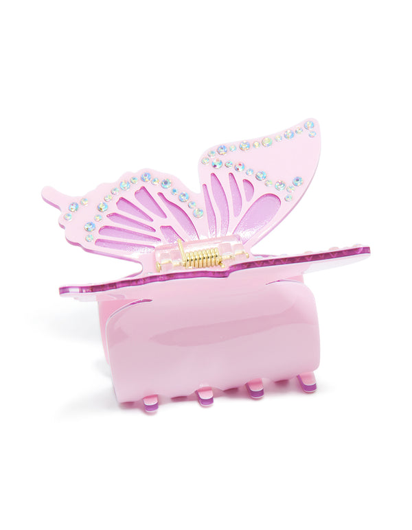 Purple Diamante Butterfly Claw Clip