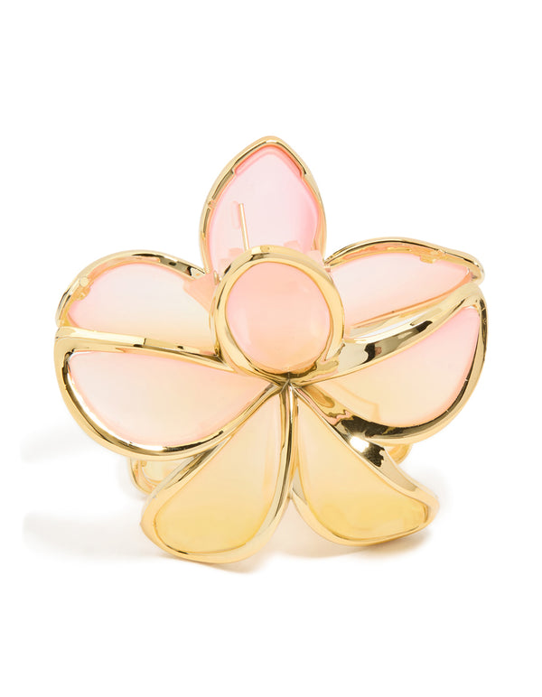 Orange & Pink Ombre Frangipani Flower Claw Clip