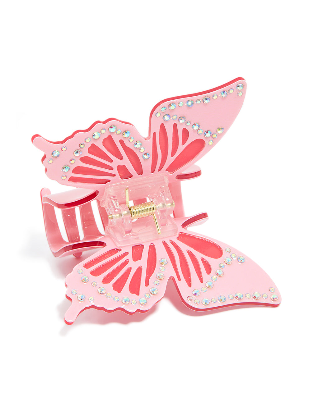Pink Diamante Butterfly Claw Clip