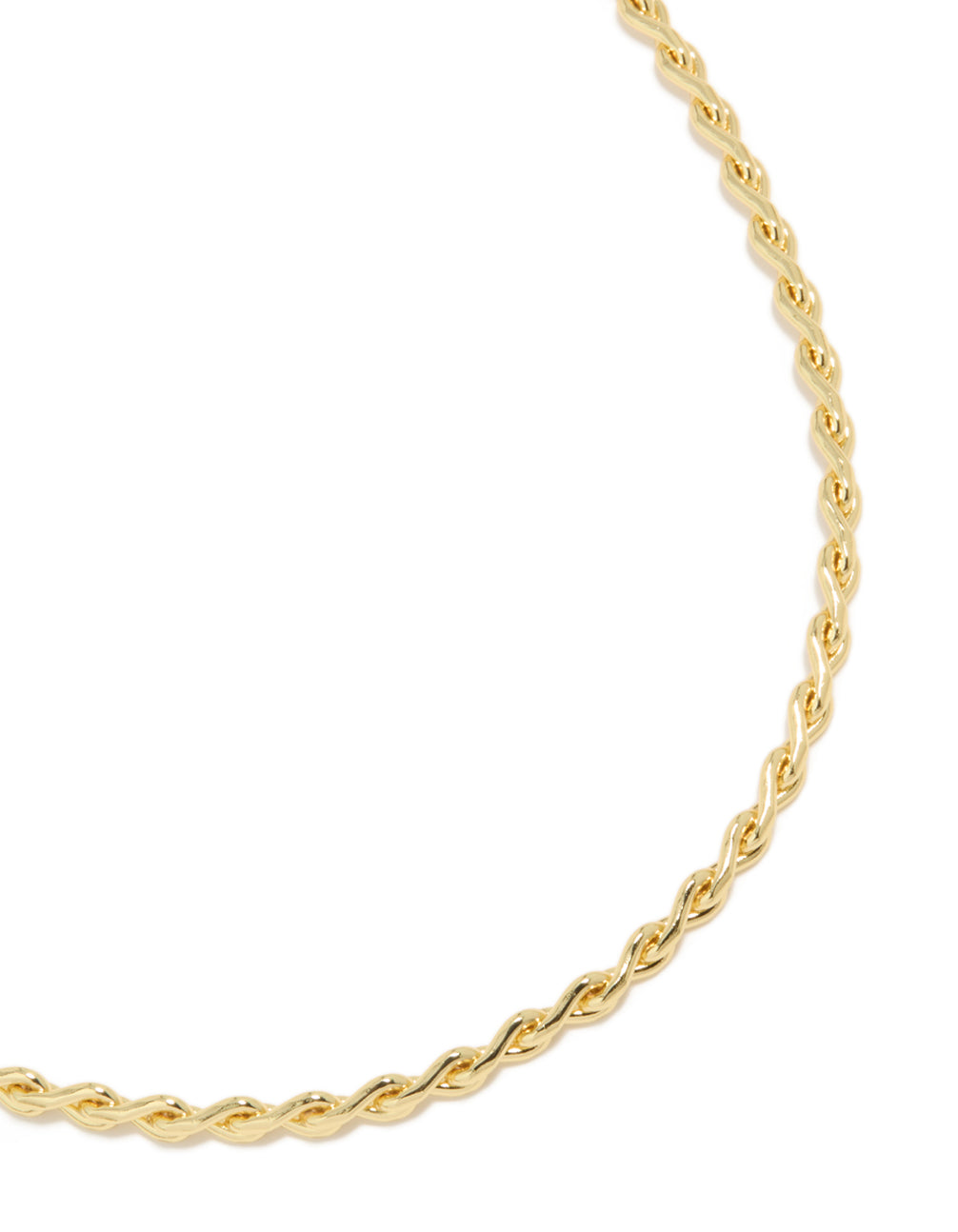 Highlighting a waterproof teardrop chain link necklace in gold plated stainless steel close up view