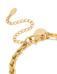Waterproof Gold Plated Stainless Steel Teardrop Chain Link Bracelet - link has visual effect only