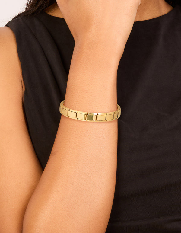 Waterproof Gold Plated Stainless Steel Stretch Link Bracelet
