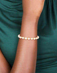 Waterproof Gold Plated Stainless Steel Rose Quartz Beaded Stretch Bracelet - link has visual effect only