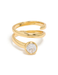 Waterproof Gold Plated Stainless Steel Diamante Swirl Ring - link has visual effect only
