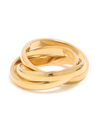 Waterproof Gold Plated Stainless Steel Triple Layered Twist Moving Ring - link has visual effect only