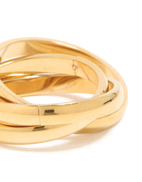 Waterproof Gold Plated Stainless Steel Triple Layered Twist Moving Ring - link has visual effect only
