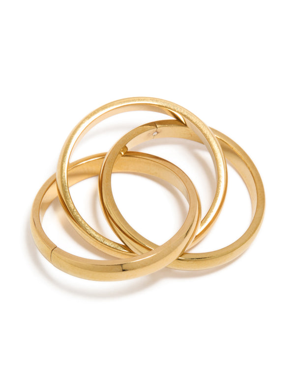 Waterproof Gold Plated Stainless Steel Triple Layered Twist Moving Ring