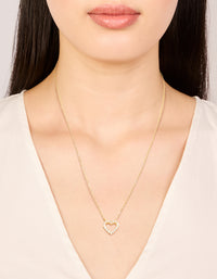 Gold Plated Brass Cubic Zirconia Pavé Heart Necklace - link has visual effect only