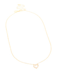 Gold Plated Brass Cubic Zirconia Pavé Heart Necklace - link has visual effect only