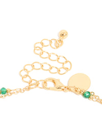 Gold Plated Emerald Stone & Pearl Layered Necklace - link has visual effect only