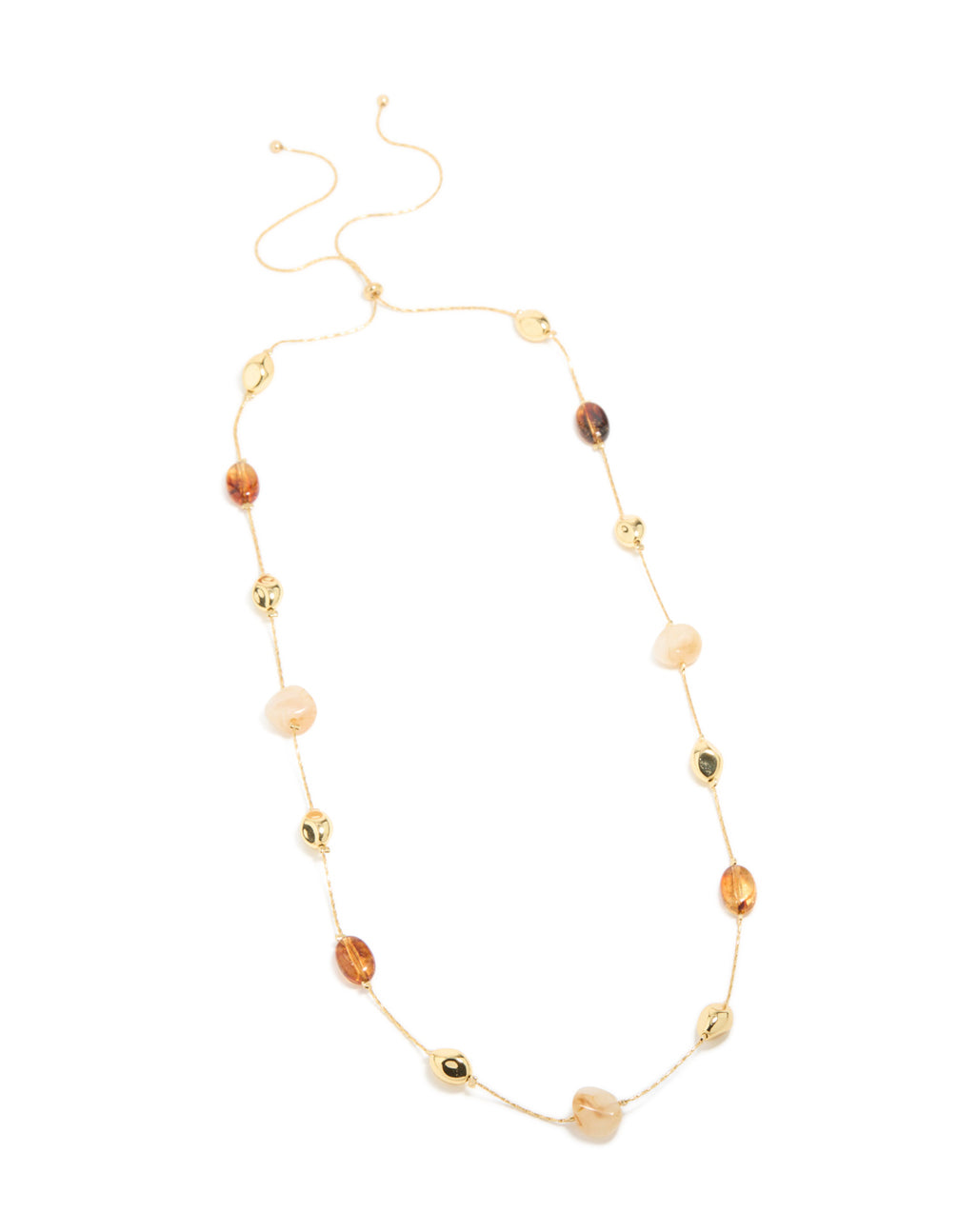Gold Plated Molten & Acrylic Stone Adjustable Necklace