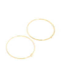 Gold Plated Cubic Zirconia Rectangle & Teardrop Bangles 2-Pack - link has visual effect only