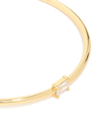 Gold Plated Cubic Zirconia Rectangle & Teardrop Bangles 2-Pack - link has visual effect only