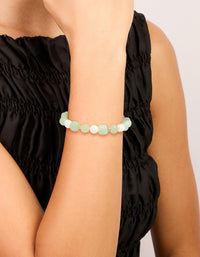 Gold Plated Jade Semi Precious & Freshwater Pearl Stretch Bracelet - link has visual effect only