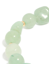 Gold Plated Jade Semi Precious & Freshwater Pearl Stretch Bracelet - link has visual effect only