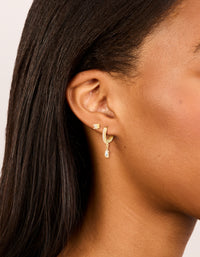 Gold Plated Brass Cubic Zirconia April Birthstone Earrings 2 Pack - link has visual effect only