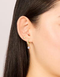 Gold Plated Brass Light Amethyst Cubic Zirconia June Birthstone Earrings 2 Pack - link has visual effect only