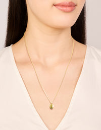 Gold Plated Brass Peridot Cubic Zirconia August Birthstone Necklace - link has visual effect only