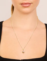 Gold Plated Brass Garnet Cubic Zirconia January Birthstone Necklace - link has visual effect only