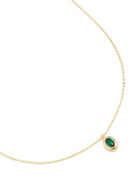 Gold Plated Brass Emerald Cubic Zirconia May Birthstone Necklace - link has visual effect only