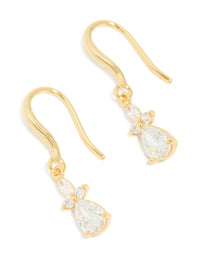 Gold Plated Cubic Zirconia Flower Hook Earrings - link has visual effect only