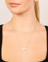 Gold Plated Cubic Zirconia Trio Halo Necklace - link has visual effect only