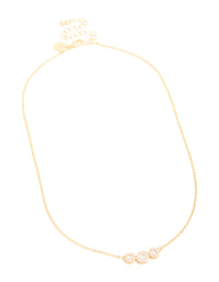 Gold Plated Cubic Zirconia Trio Halo Necklace - link has visual effect only