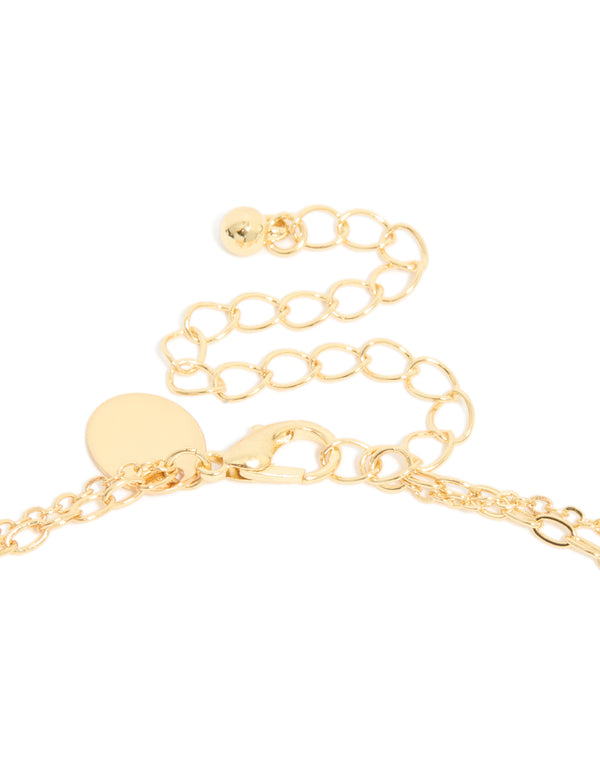 Gold Plated Cubic Zirconia Layered Y-Necklace