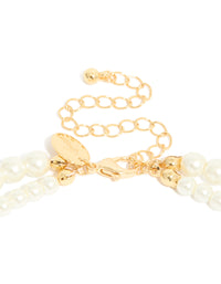 Gold Plated Cubic Zirconia & Pearl Drop Layered Necklace - link has visual effect only