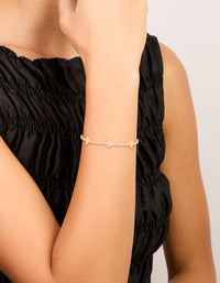 Gold Plated Cubic Zirconia Flower Toggle Bracelet - link has visual effect only