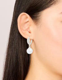 Silver Plated Cubic Zirconia Pearl Huggie Earrings - link has visual effect only