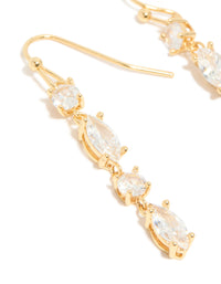 Gold Plated Cubic Zirconia Oval & Round Alternating Drop Earrings - link has visual effect only