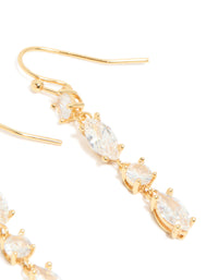 Gold Plated Cubic Zirconia Oval & Round Alternating Drop Earrings - link has visual effect only