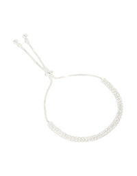 Silver Plated Cubic Zirconia Thin Tennis Layered Toggle Bracelet - link has visual effect only